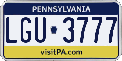 PA license plate LGU3777