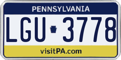 PA license plate LGU3778