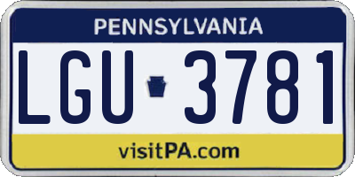 PA license plate LGU3781