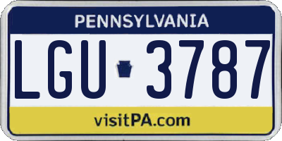 PA license plate LGU3787