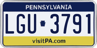 PA license plate LGU3791