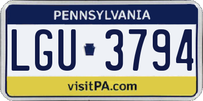 PA license plate LGU3794