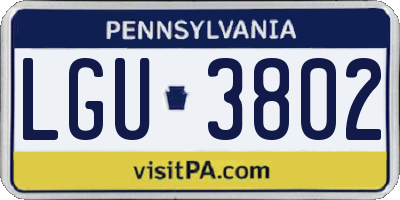 PA license plate LGU3802