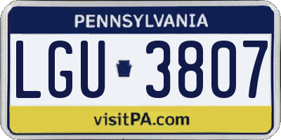 PA license plate LGU3807
