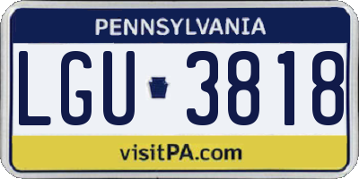 PA license plate LGU3818