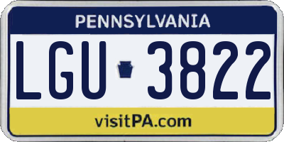 PA license plate LGU3822