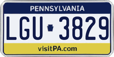 PA license plate LGU3829