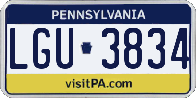 PA license plate LGU3834