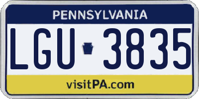 PA license plate LGU3835
