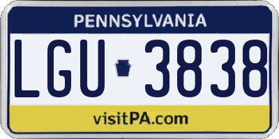 PA license plate LGU3838