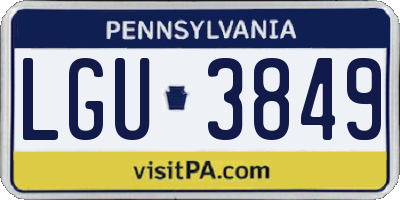 PA license plate LGU3849