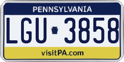 PA license plate LGU3858
