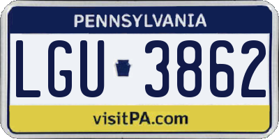 PA license plate LGU3862