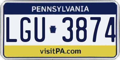 PA license plate LGU3874