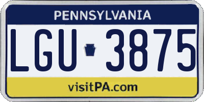 PA license plate LGU3875