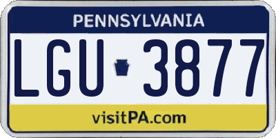 PA license plate LGU3877