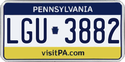 PA license plate LGU3882