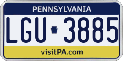 PA license plate LGU3885