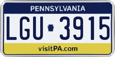 PA license plate LGU3915
