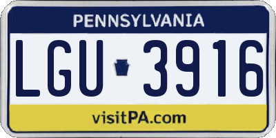 PA license plate LGU3916