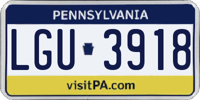 PA license plate LGU3918