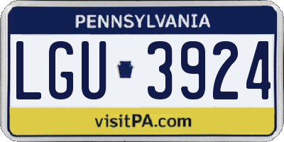 PA license plate LGU3924