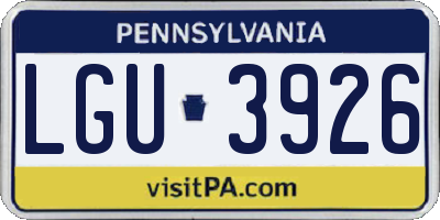 PA license plate LGU3926