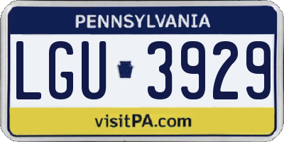 PA license plate LGU3929