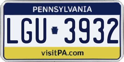 PA license plate LGU3932