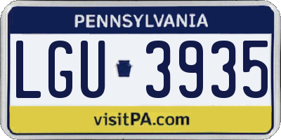 PA license plate LGU3935