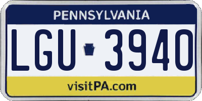 PA license plate LGU3940