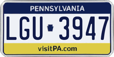PA license plate LGU3947