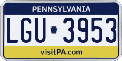 PA license plate LGU3953