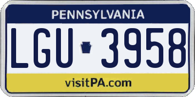 PA license plate LGU3958