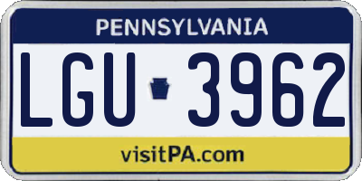 PA license plate LGU3962