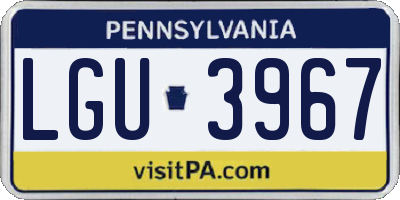 PA license plate LGU3967