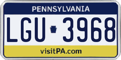 PA license plate LGU3968