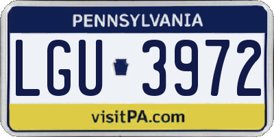 PA license plate LGU3972