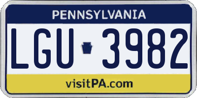 PA license plate LGU3982