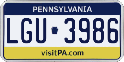 PA license plate LGU3986