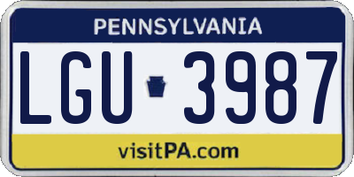 PA license plate LGU3987