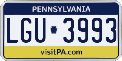 PA license plate LGU3993