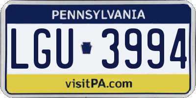 PA license plate LGU3994