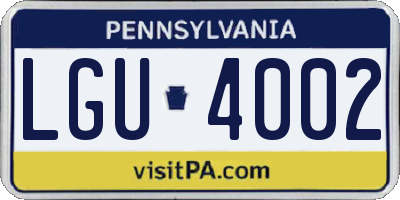 PA license plate LGU4002