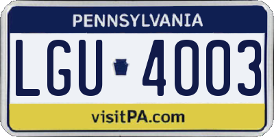 PA license plate LGU4003