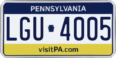 PA license plate LGU4005