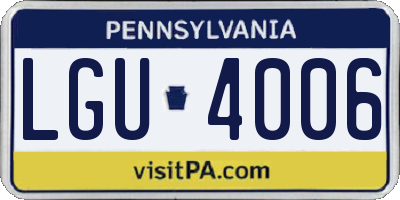 PA license plate LGU4006