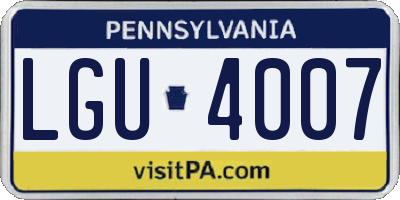 PA license plate LGU4007
