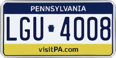 PA license plate LGU4008