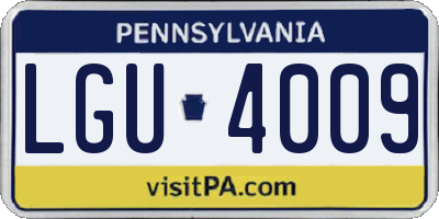 PA license plate LGU4009